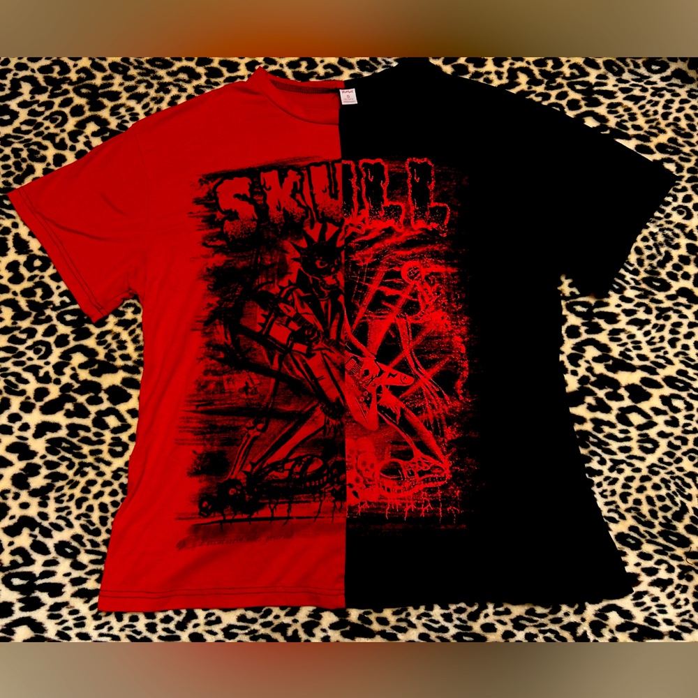 Two Tone Oversized Punk Style Shirt Sleeve Shirt Size Small Y2K From Romwe